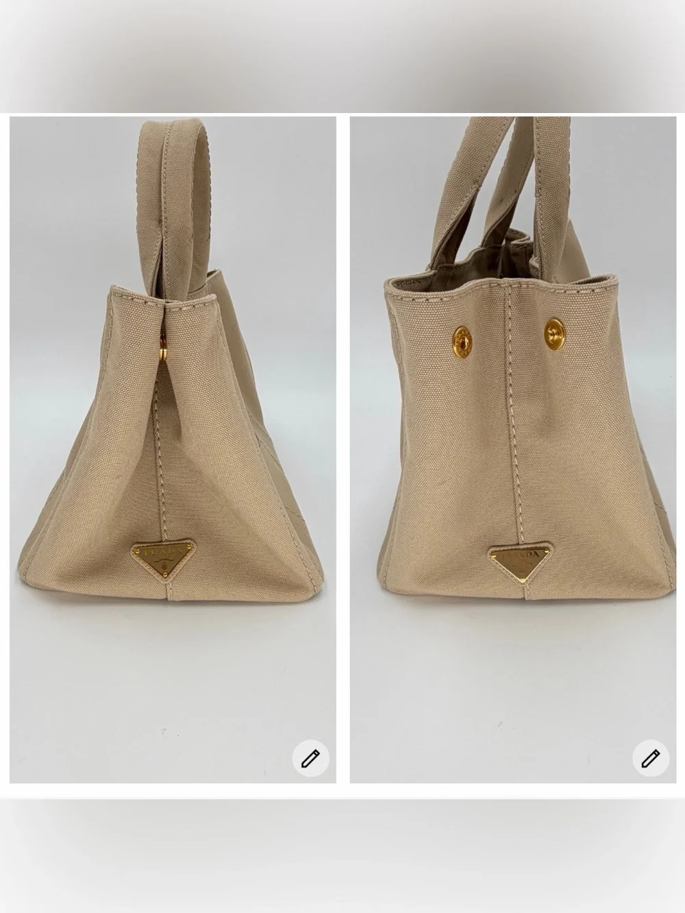 Prada Canapa Large Khaki Tote w/Dust Bag and Entrupy COA Very Good Condition - Picture 11 of 16